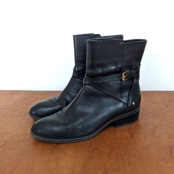 Lauren Ralph Lauren Marisol Black Leather Ankle Booties size 7B - Picture 1 of 7